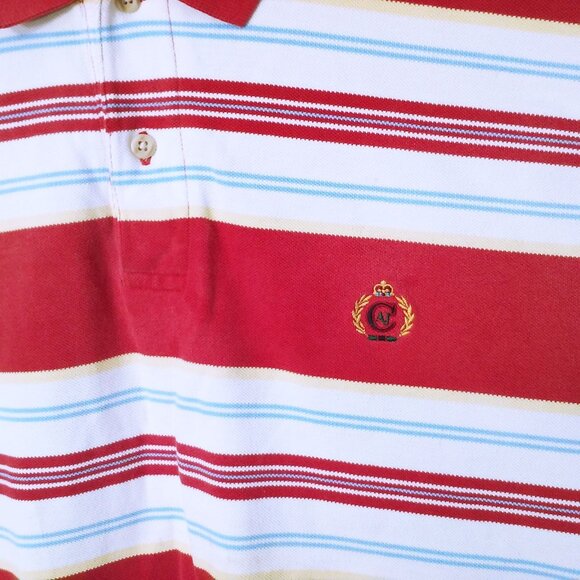 Vintage 80s Alexander Julian Colours Polo Rugby Top -M Bold Striped 1/4 Buttons - Picture 9 of 13
